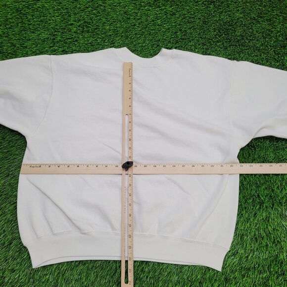 Vintage 90s Basketball Cropped Sweatshirt Medium 23x22 White - Picture 4 of 11